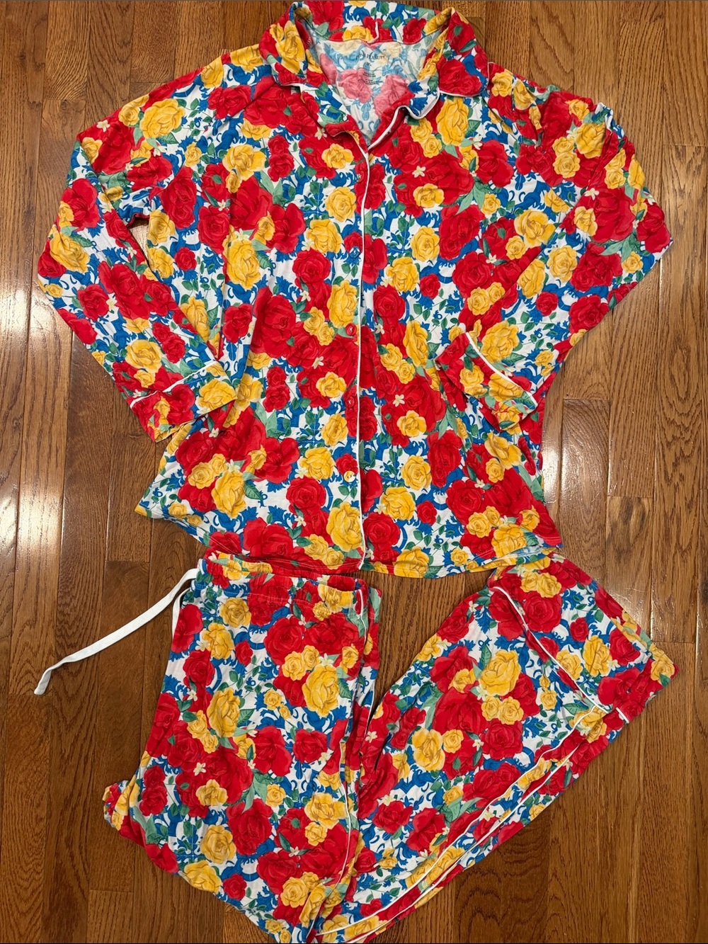 Posh Peanut Red, Yellow & Blue Floral Bamboo Pajama Set 2XL